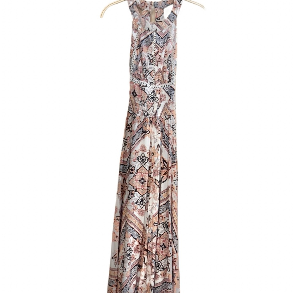 Abel The Label Charlotte Floral Maxi Halter Dress XS Anthropologie Boho Rayon - Picture 2 of 12